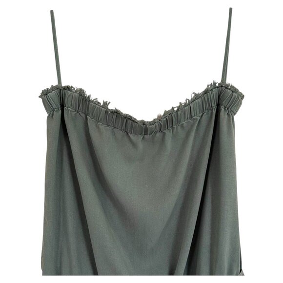 Anthropologie Cloth & Stone Dusty Teal Strapless Wide Leg Jumpsuit M Coastal - Picture 6 of 11